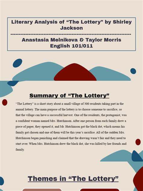 the lottery characterization|The Lottery: Literary Analysis .